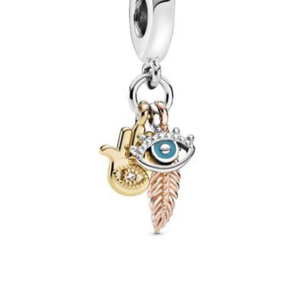 HAMSA, ALL-SEEING EYE & FEATHER SPIRITUALITY DANGLE CHARM - PANDORA SHINE™ - Picture 4 of 8